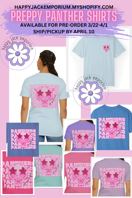 Preppy Panthers (Front & Back) Comfort Colors Shirt