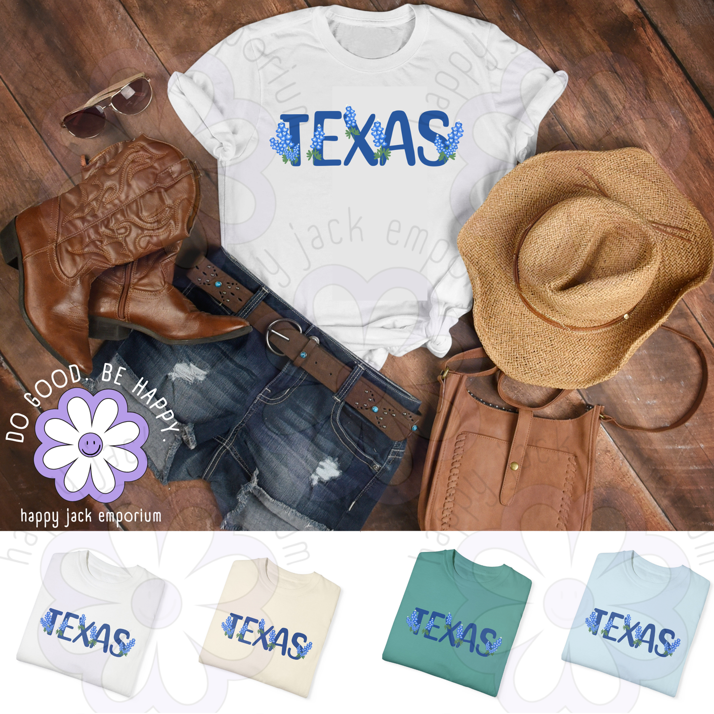 Bold "Texas" Bluebonnet Comfort Colors T-Shirt