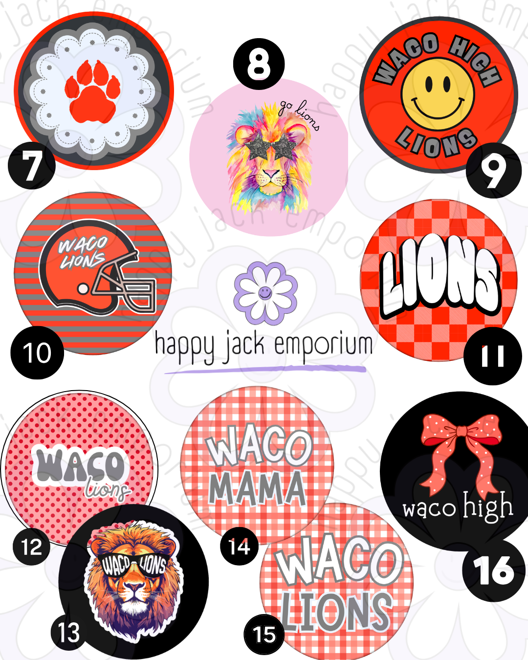 WACO HIGH-1.25"(SMALL)-Gameday/Spirit Buttons