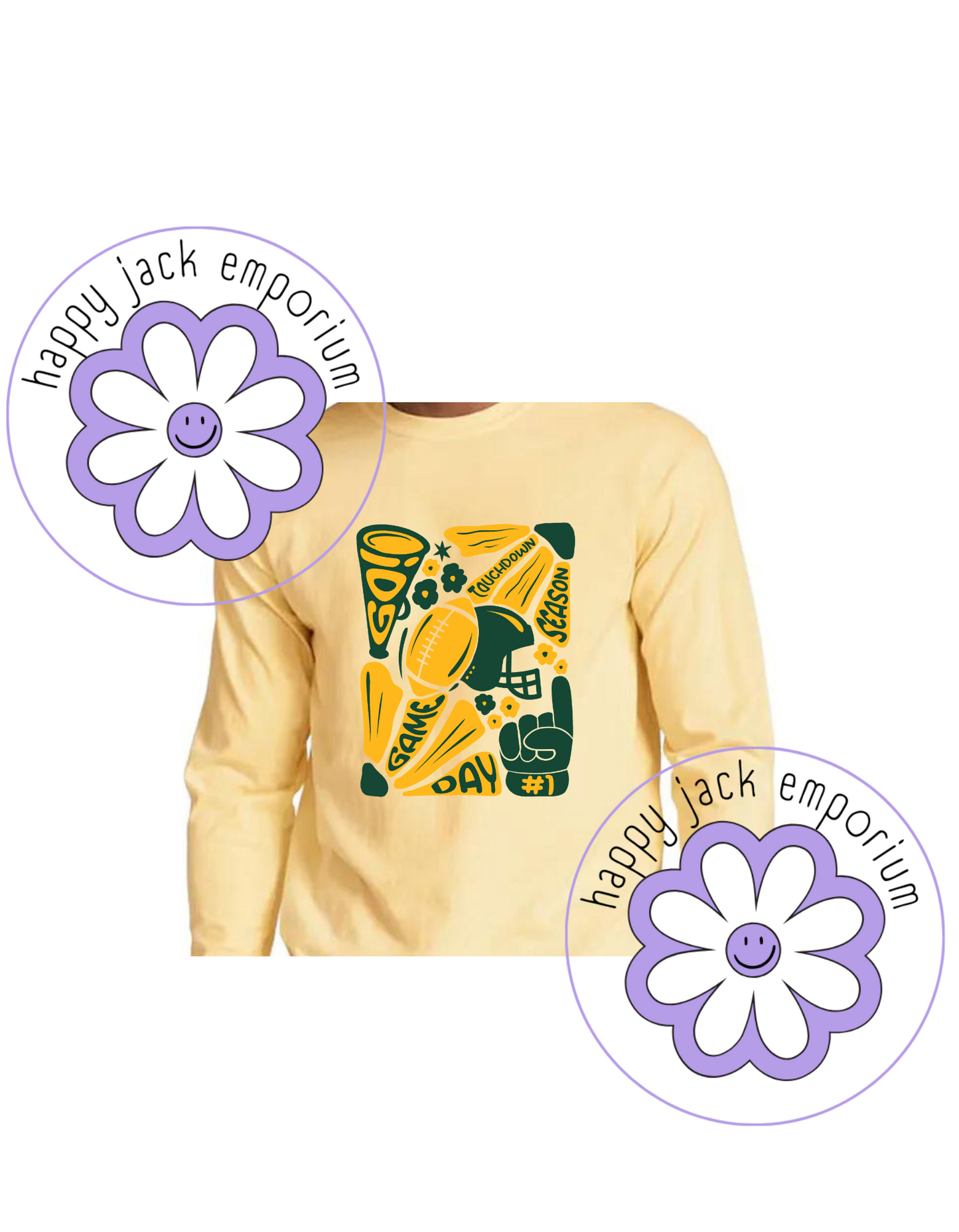 ADULT-Game Day Football/Floral Design on Long-Sleeved Comfort Colors