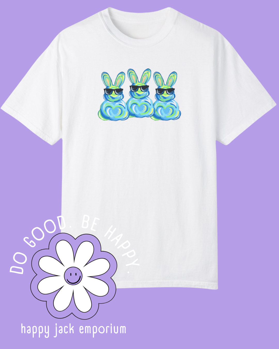 3 fluffy Easter bunnies (green/blue) - Comfort Colors Tshirt