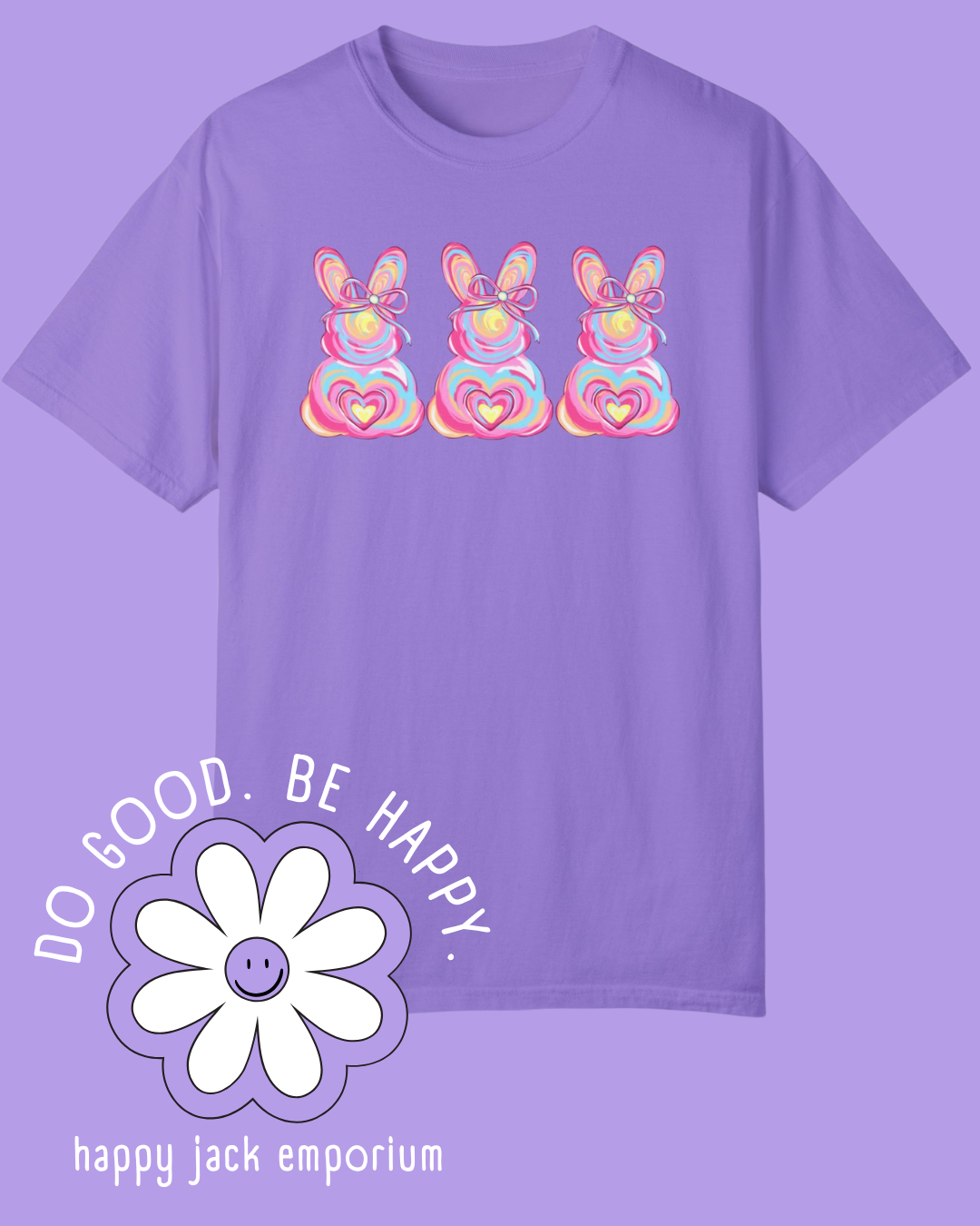 3 fluffy Easter bunnies (pink) - Comfort Colors Tshirt