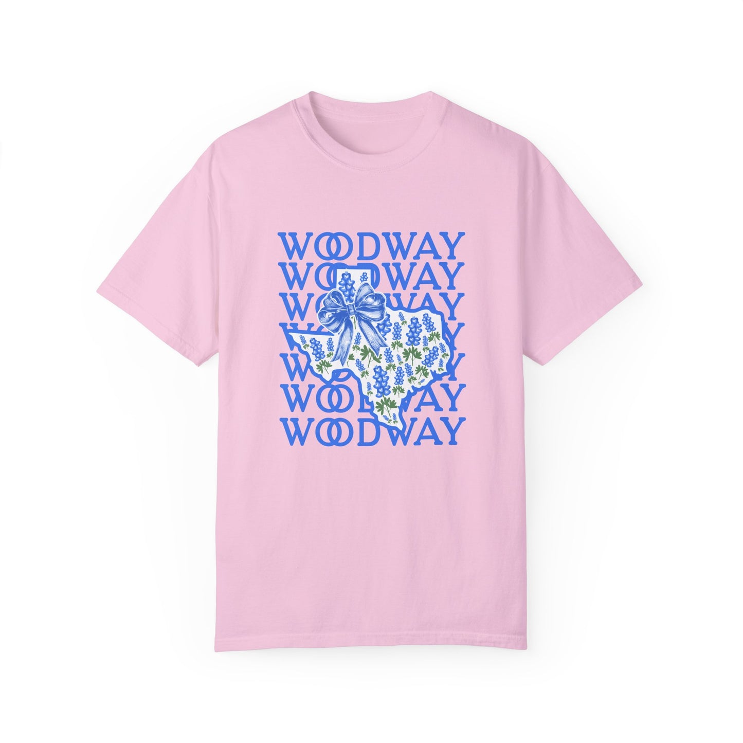 Texas Outline + Bluebonnets -WOODWAY Comfort Colors T-Shirt