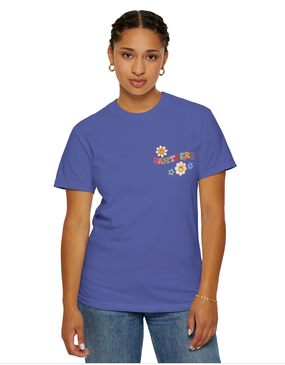 PANTHERS-Wavy Word/Flowers Comfort Colors Shirt (several animals available)