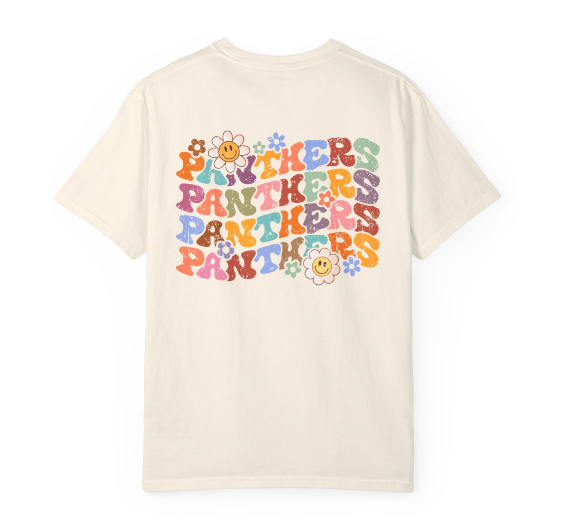 PANTHERS-Wavy Word/Flowers Comfort Colors Shirt (several animals available)