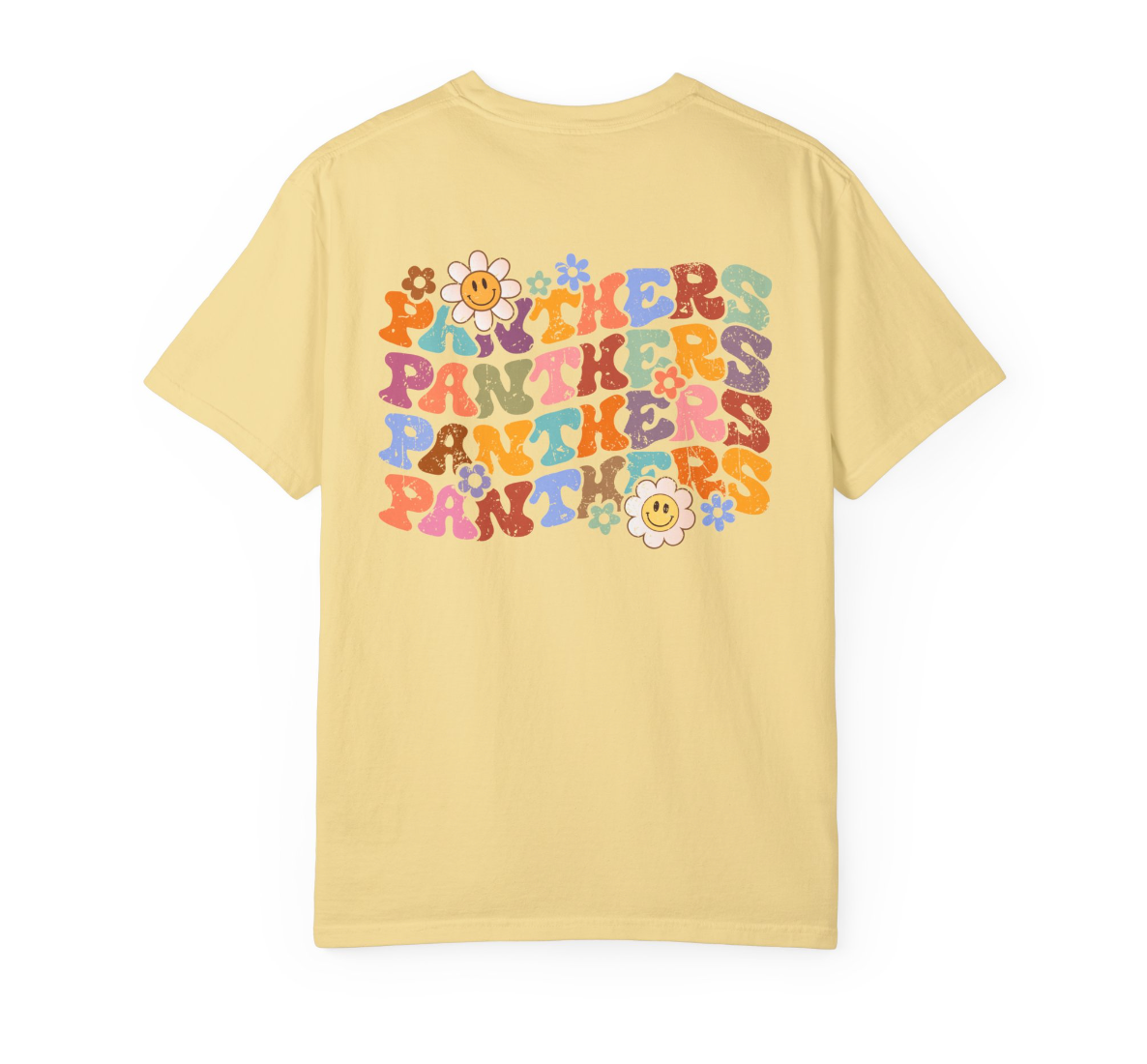 PANTHERS-Wavy Word/Flowers Comfort Colors Shirt (several animals available)