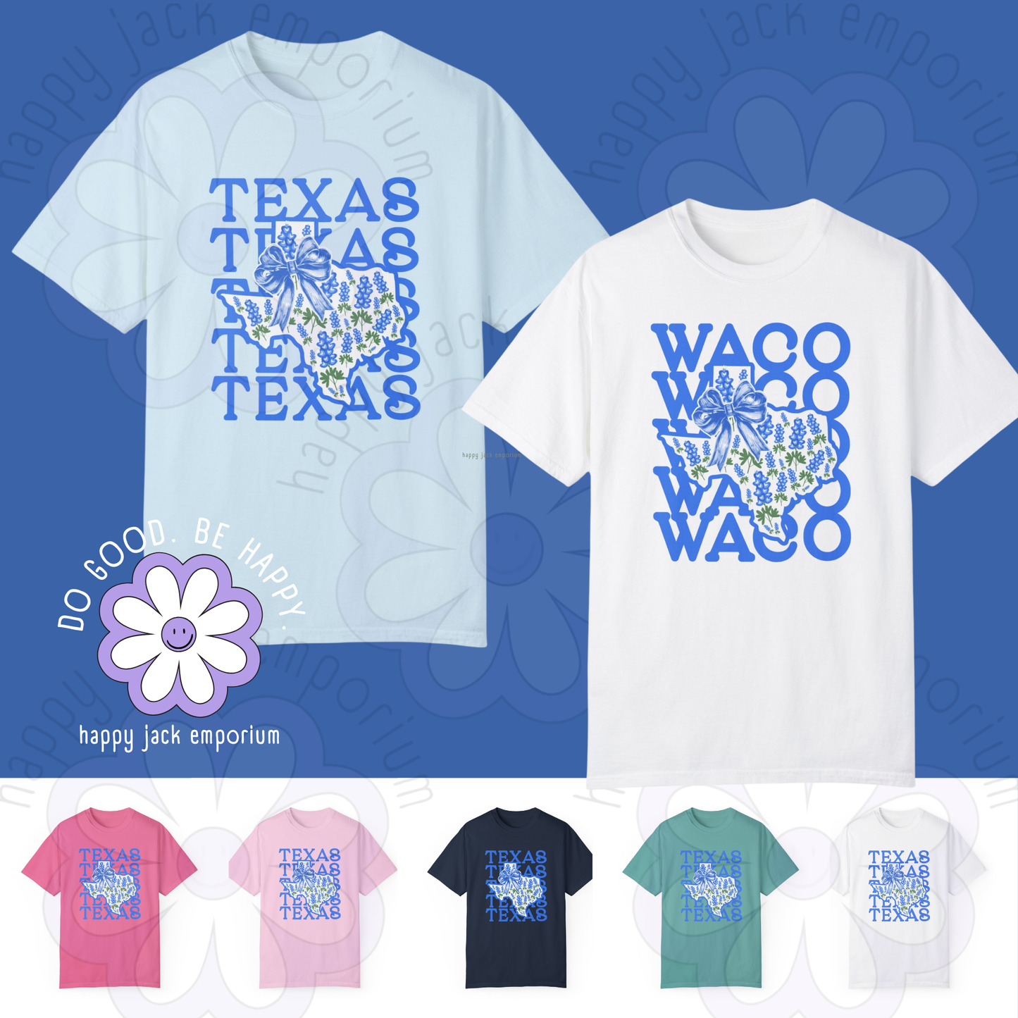 Texas Outline + Bluebonnets Comfort Colors T-Shirt