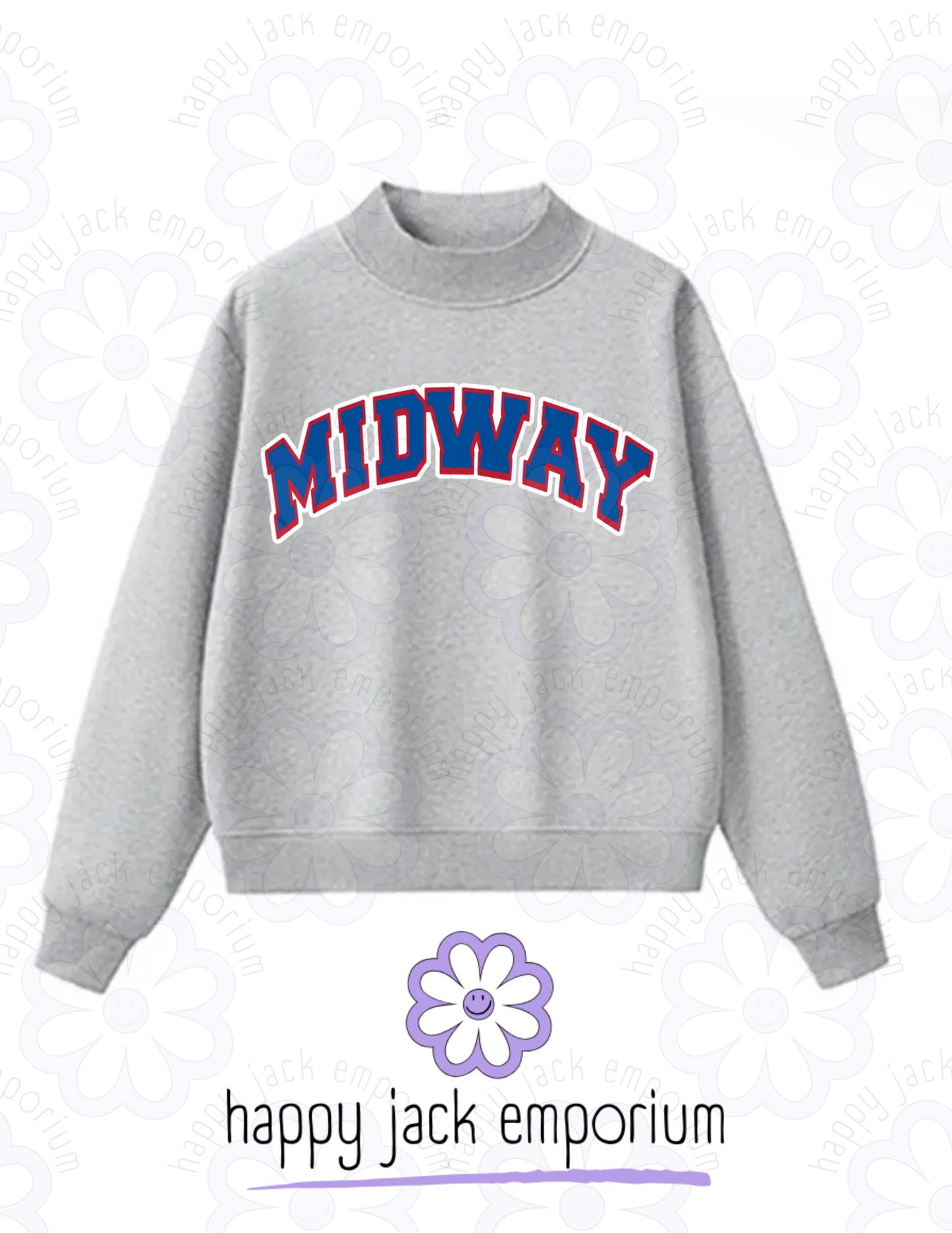PRE-ORDER: Mock Neck Midway Sweatshirt (benefitting Hunger Free MISD)
