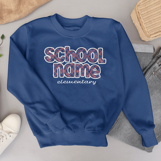 Plaid Letters-custom school name - SWEATSHIRT