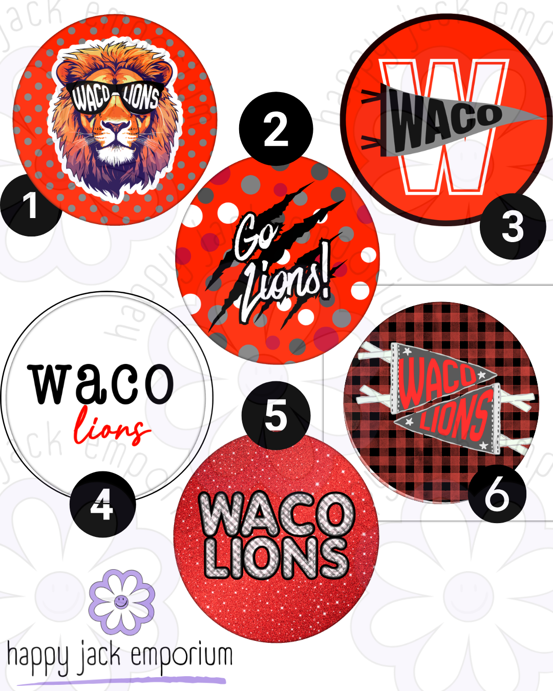 WACO HIGH-1.25"(SMALL)-Gameday/Spirit Buttons
