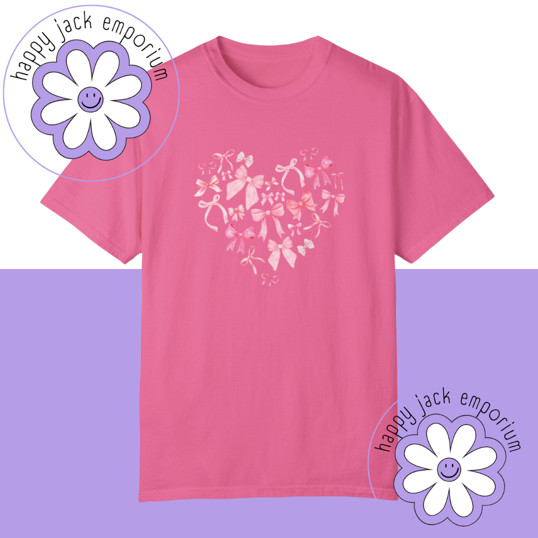 Bow Heart- t-shirt OR sweatshirt (Comfort Colors)