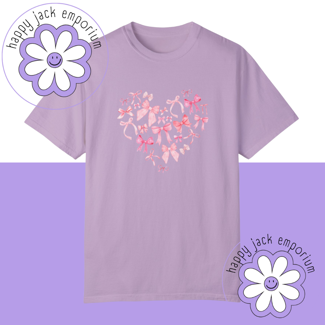 Bow Heart- t-shirt OR sweatshirt (Comfort Colors)