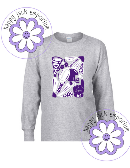 CHILD/YOUTH-Game Day Football/Floral Design on Long-Sleeved Shirt