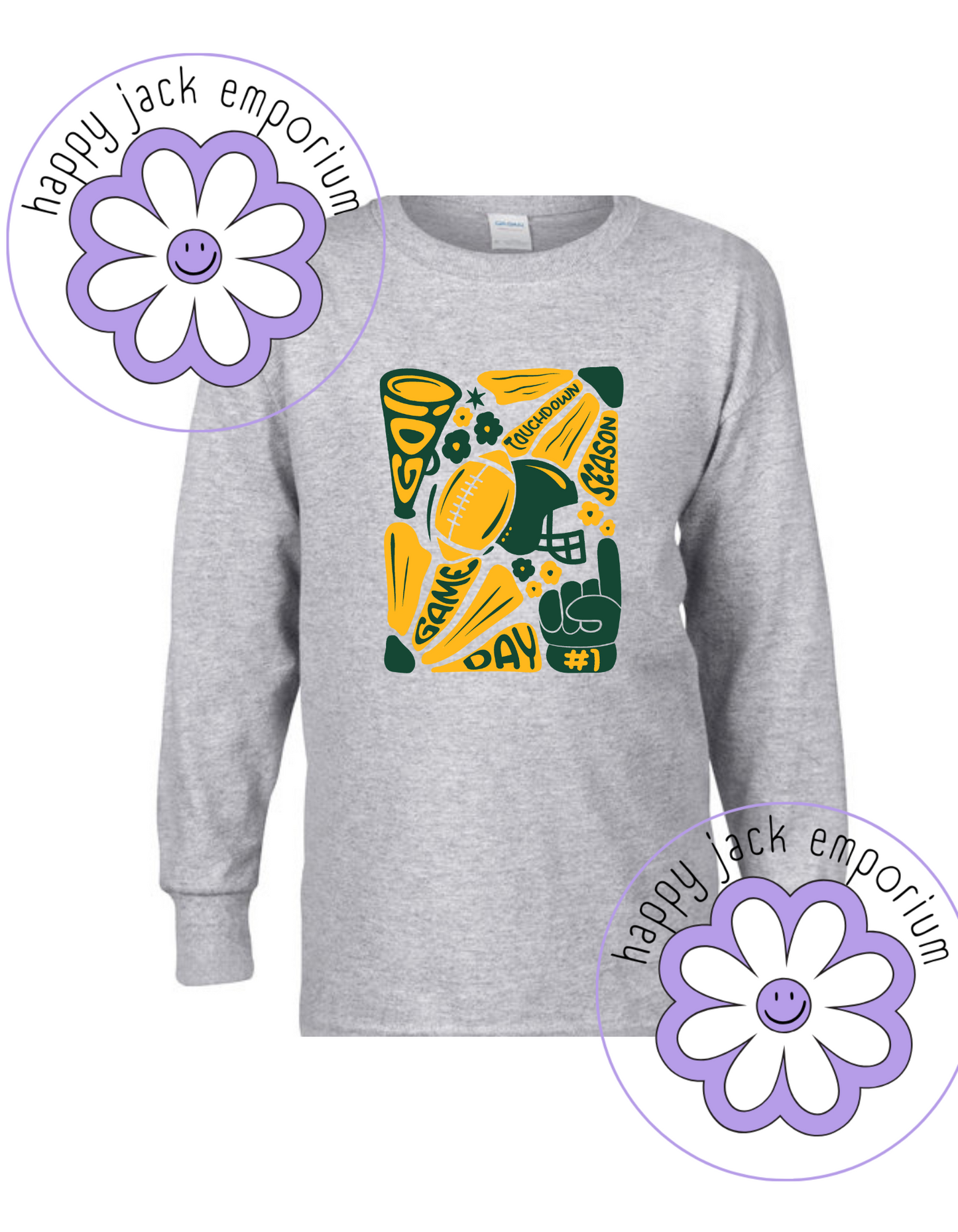 CHILD/YOUTH-Game Day Football/Floral Design on Long-Sleeved Shirt