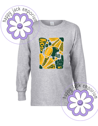 CHILD/YOUTH-Game Day Football/Floral Design on Long-Sleeved Shirt