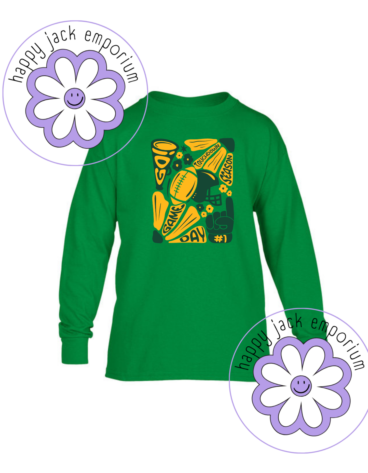 CHILD/YOUTH-Game Day Football/Floral Design on Long-Sleeved Shirt