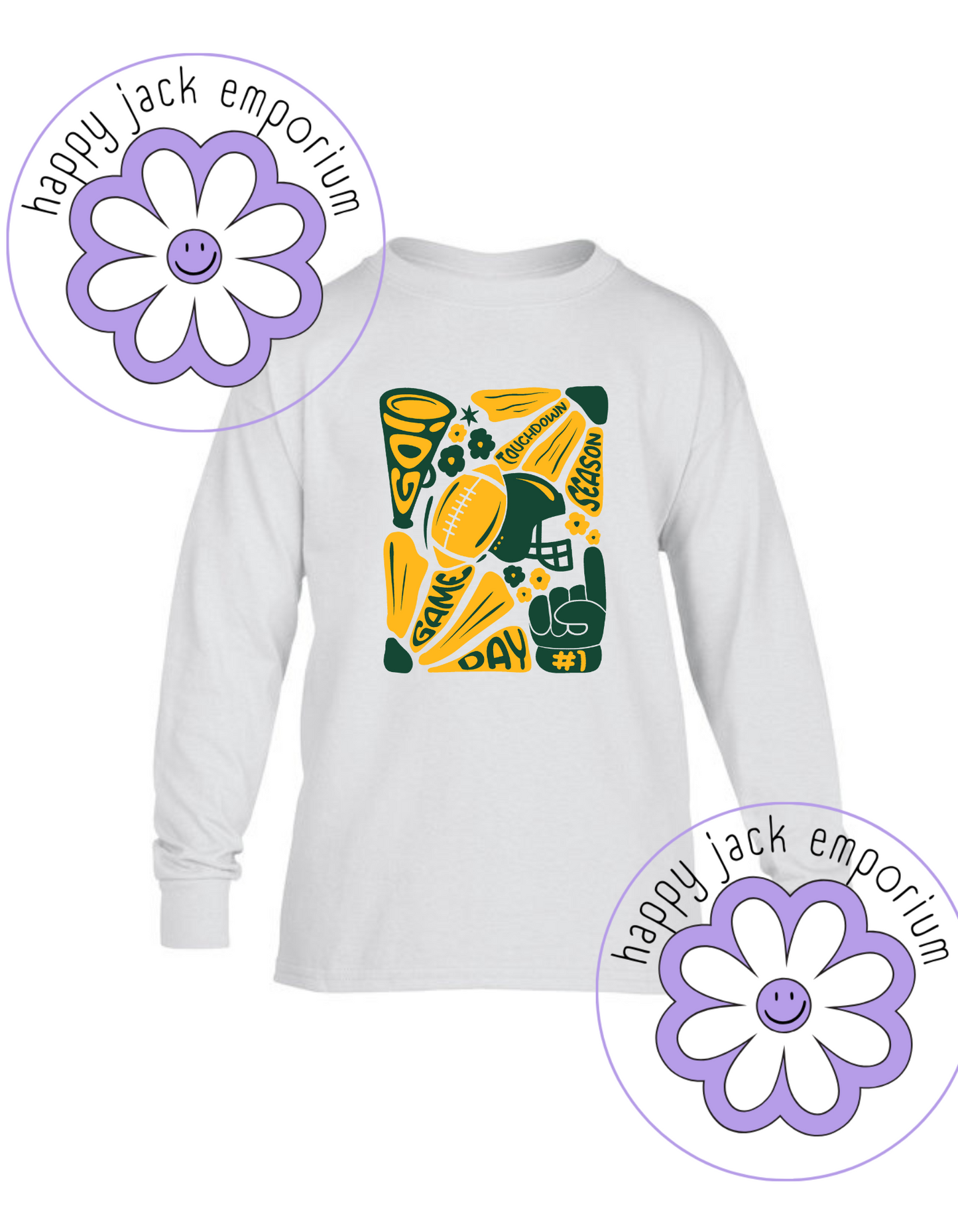 CHILD/YOUTH-Game Day Football/Floral Design on Long-Sleeved Shirt