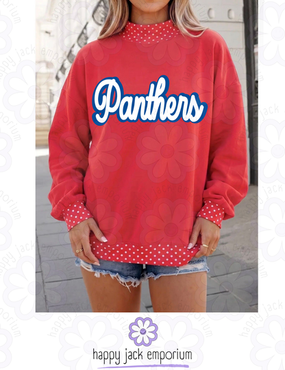 PRE-ORDER: Polka Dot Mock Neck Panthers Sweatshirt (benefitting Hunger Free MISD)