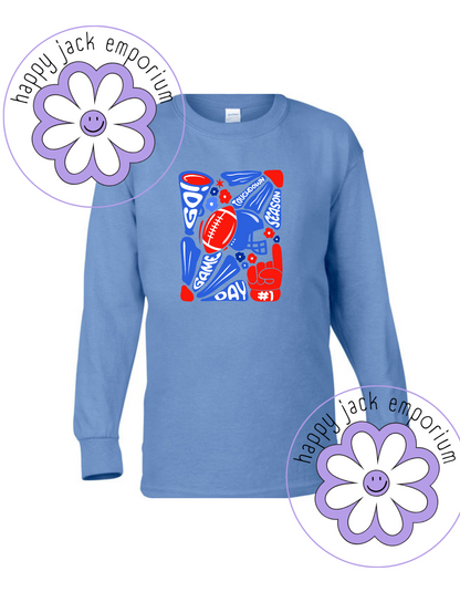 CHILD/YOUTH-Game Day Football/Floral Design on Long-Sleeved Shirt