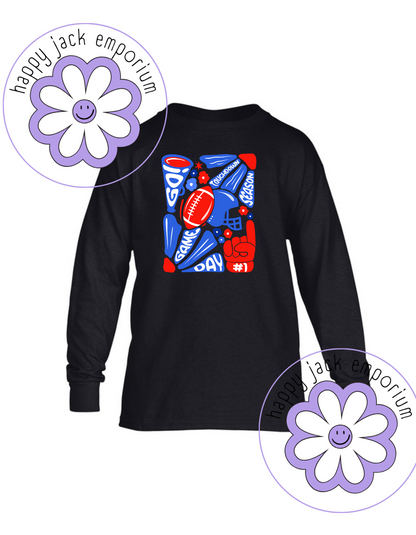 CHILD/YOUTH-Game Day Football/Floral Design on Long-Sleeved Shirt