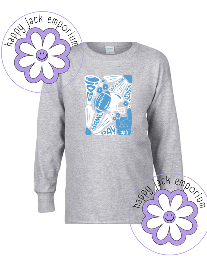 CHILD/YOUTH-Game Day Football/Floral Design on Long-Sleeved Shirt