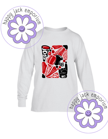 CHILD/YOUTH-Game Day Football/Floral Design on Long-Sleeved Shirt