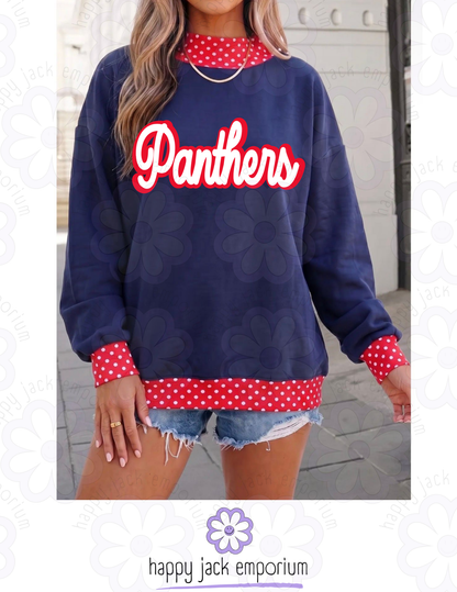PRE-ORDER: Polka Dot Mock Neck Panthers Sweatshirt (benefitting Hunger Free MISD)