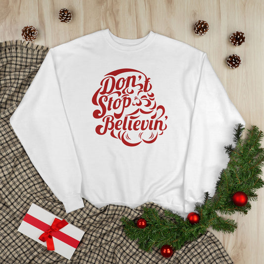 "PUFFY" Don't Stop Believin' Santa Sweatshirt