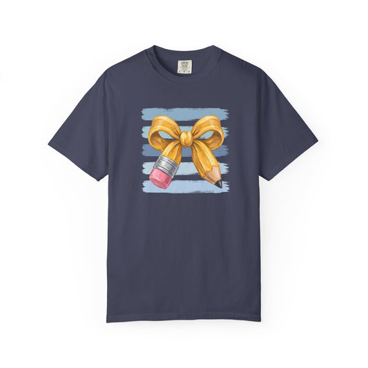 watercolor pencil bow + stripes