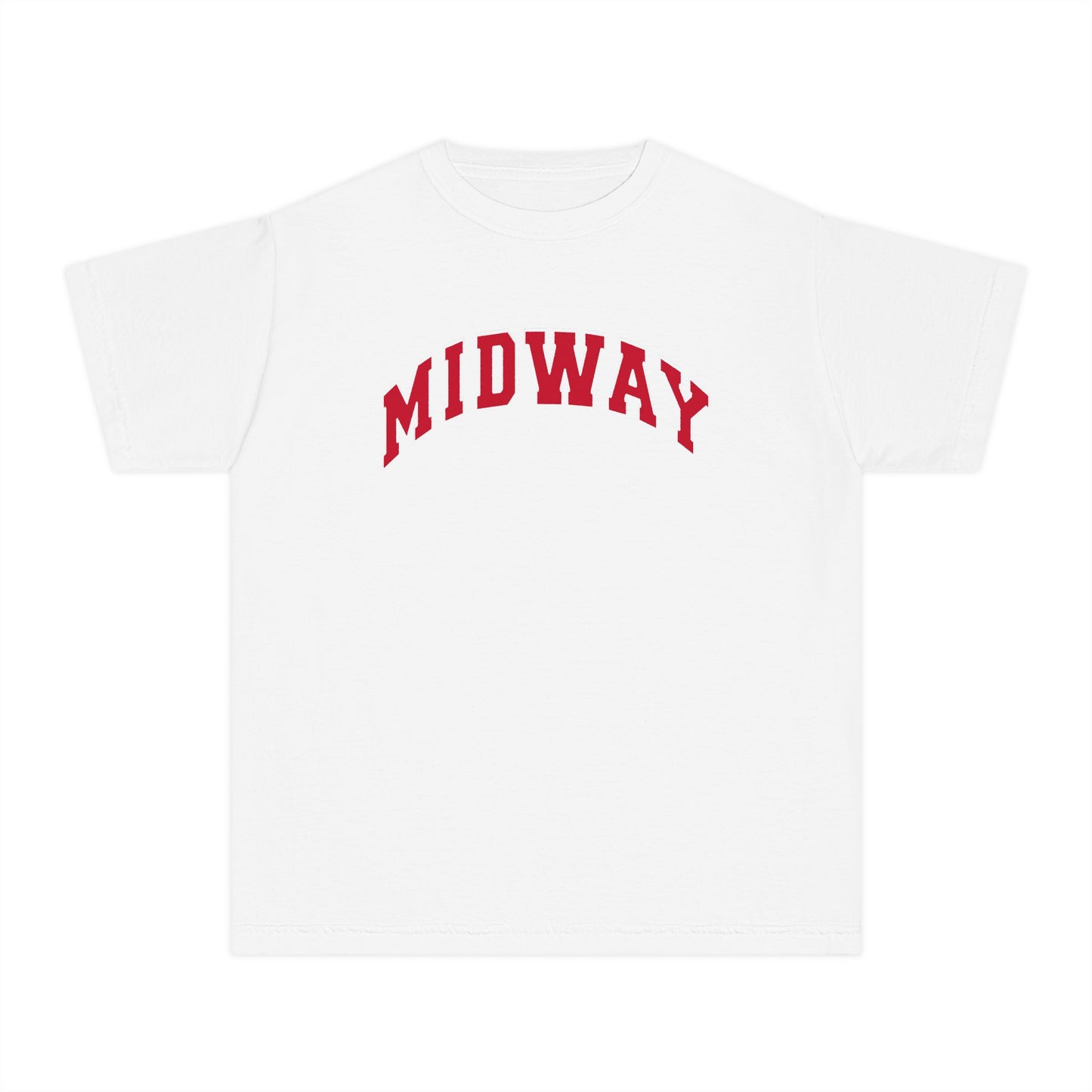 MIDWAY -RED-trending block Letters- - COMFORT COLORS TSHIRT