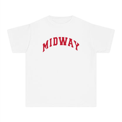 MIDWAY -RED-trending block Letters- - COMFORT COLORS TSHIRT