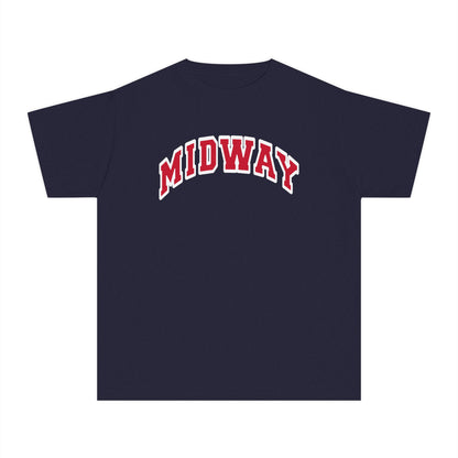 MIDWAY -RED-trending block Letters- - COMFORT COLORS TSHIRT