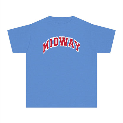 MIDWAY -RED-trending block Letters- - COMFORT COLORS TSHIRT