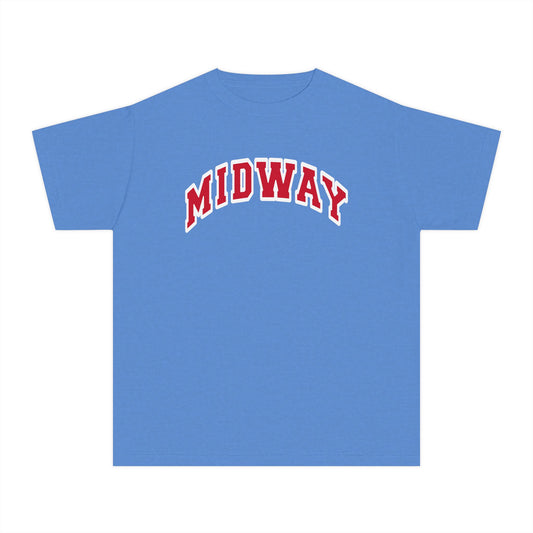 MIDWAY -RED-trending block Letters- - COMFORT COLORS TSHIRT