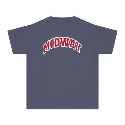 MIDWAY -RED-trending block Letters- - COMFORT COLORS TSHIRT