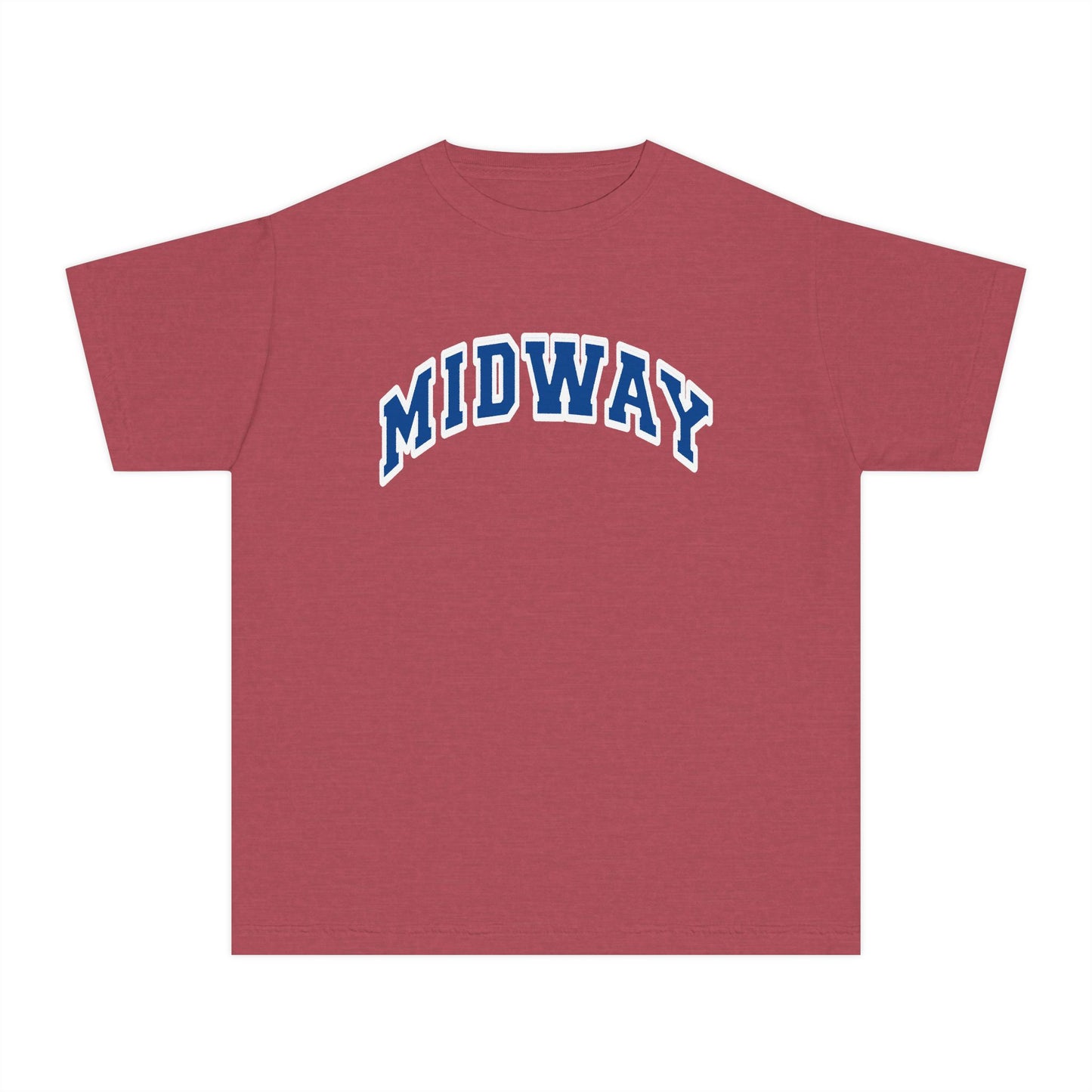 MIDWAY -BLUE-trending block Letters- - COMFORT COLORS TSHIRT