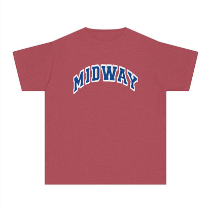 MIDWAY -BLUE-trending block Letters- - COMFORT COLORS TSHIRT