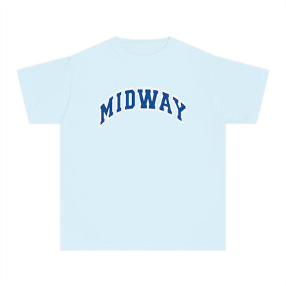 MIDWAY -BLUE-trending block Letters- - COMFORT COLORS TSHIRT