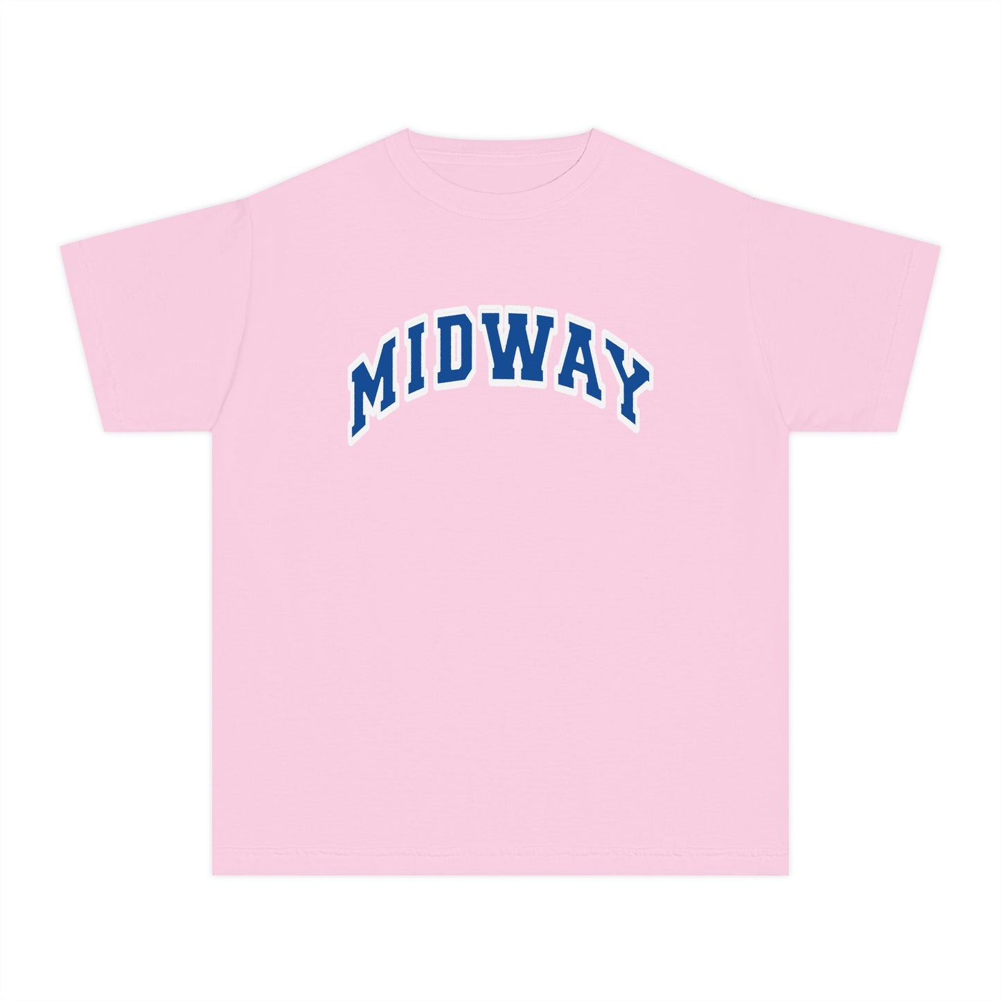 MIDWAY -BLUE-trending block Letters- - COMFORT COLORS TSHIRT