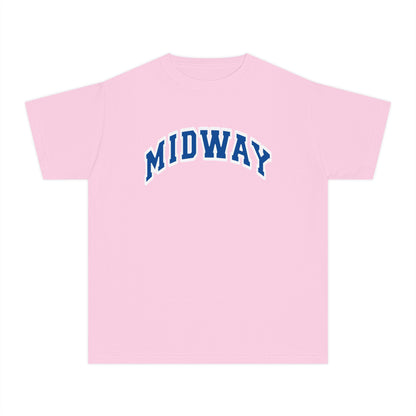 MIDWAY -BLUE-trending block Letters- - COMFORT COLORS TSHIRT