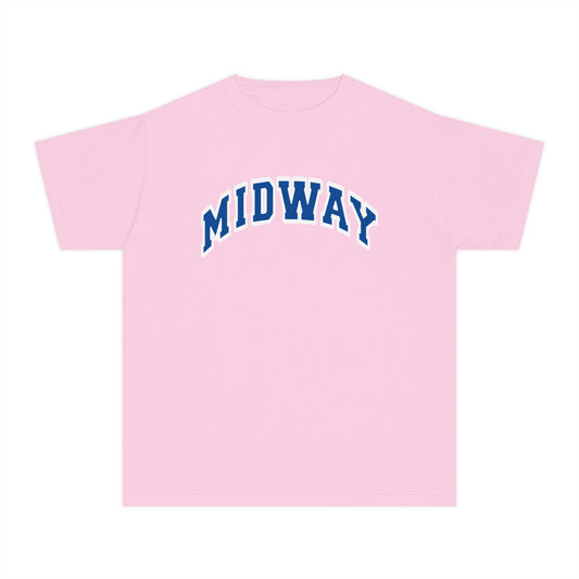 MIDWAY -BLUE-trending block Letters- - COMFORT COLORS TSHIRT