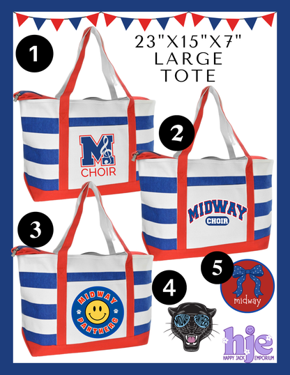 MHS CHOIR: Large Striped Premium Cotton Canvas Tote
