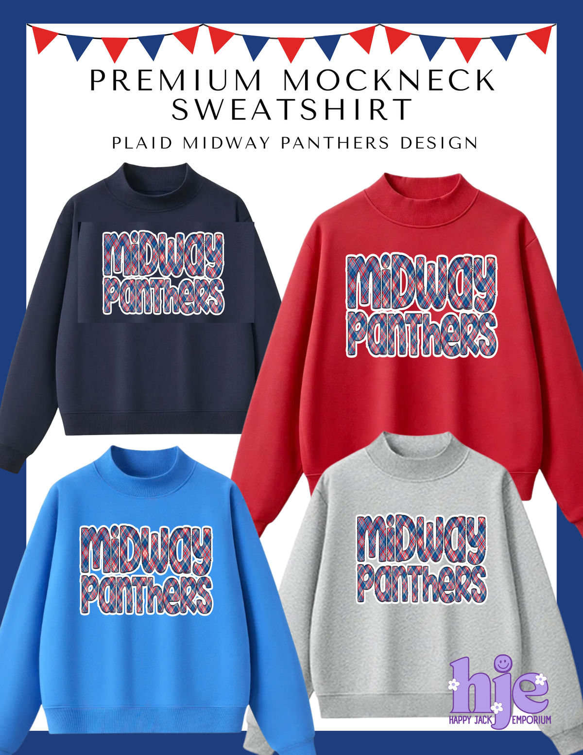 MHS CHOIR: Plaid Midway Panthers Premium Mockneck Sweatshirt