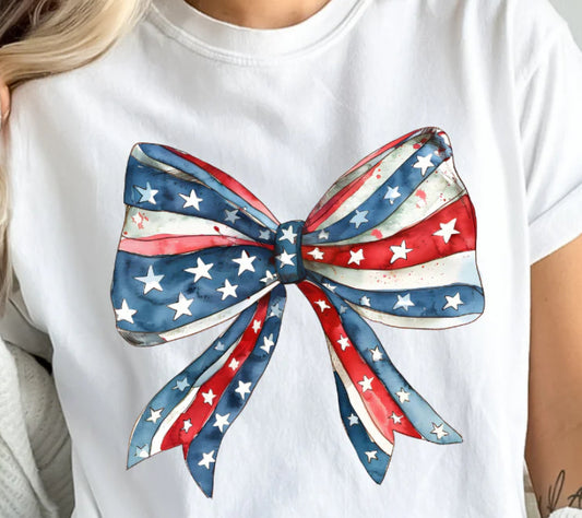 Red - White - Blue America Bow T-Shirt