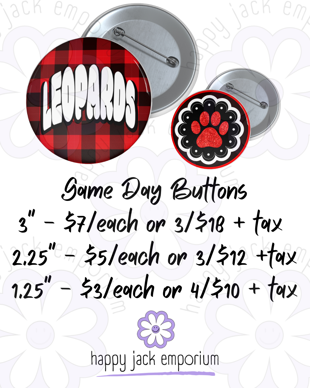 Lorena-3" (LARGE)-Gameday/Spirit Buttons