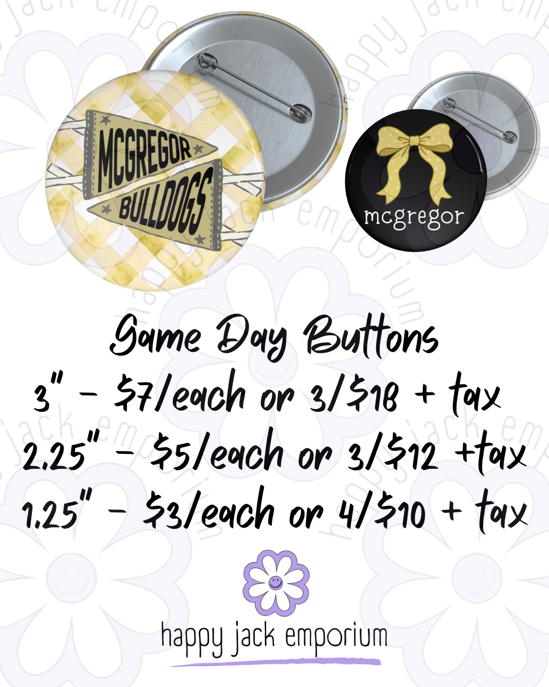 McGregor-3" (LARGE)-Gameday/Spirit Buttons