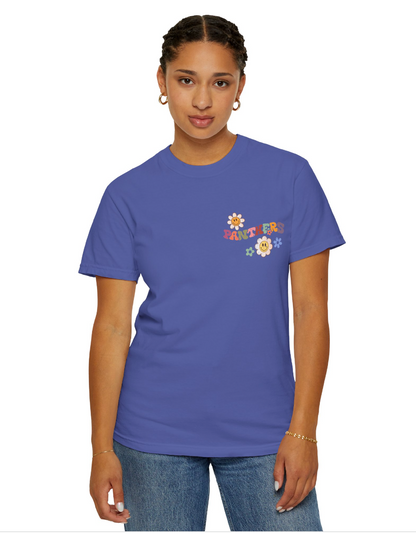 PANTHERS-Wavy Word/Flowers Comfort Colors Shirt (several animals available)