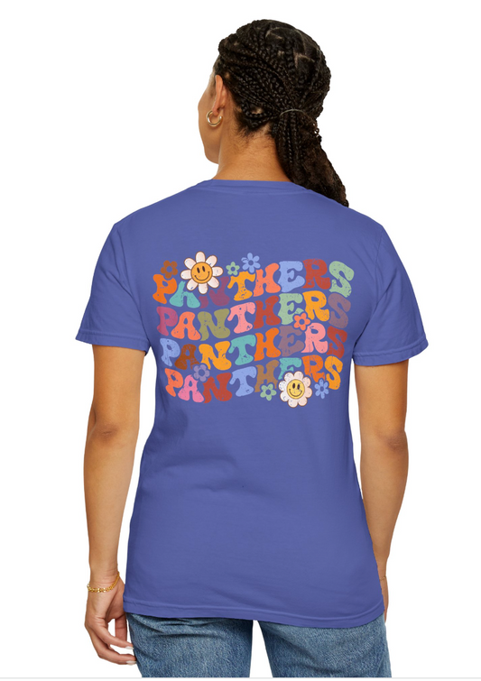 PANTHERS-Wavy Word/Flowers Comfort Colors Shirt (several animals available)