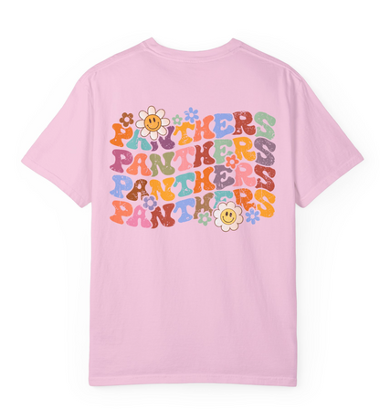 PANTHERS-Wavy Word/Flowers Comfort Colors Shirt (several animals available)