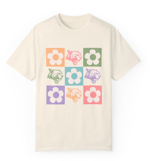 ADULT - Checkered Animal/Flower Comfort Colors Shirt (several animals available)